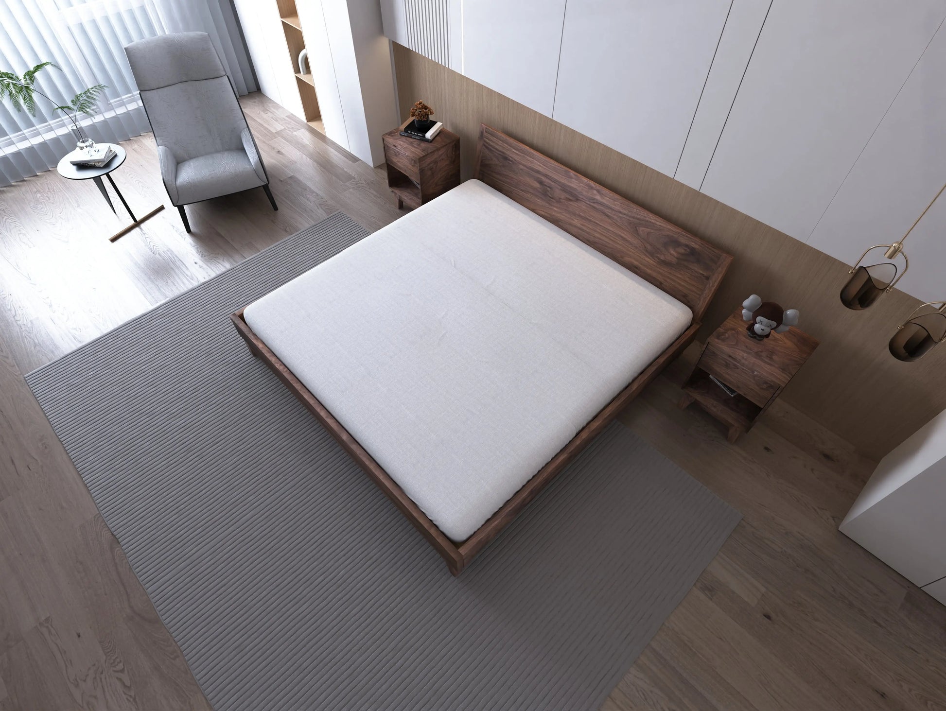 Elevate Bedroom Aesthetics with The Bosco Walnut Mid Century Bed
