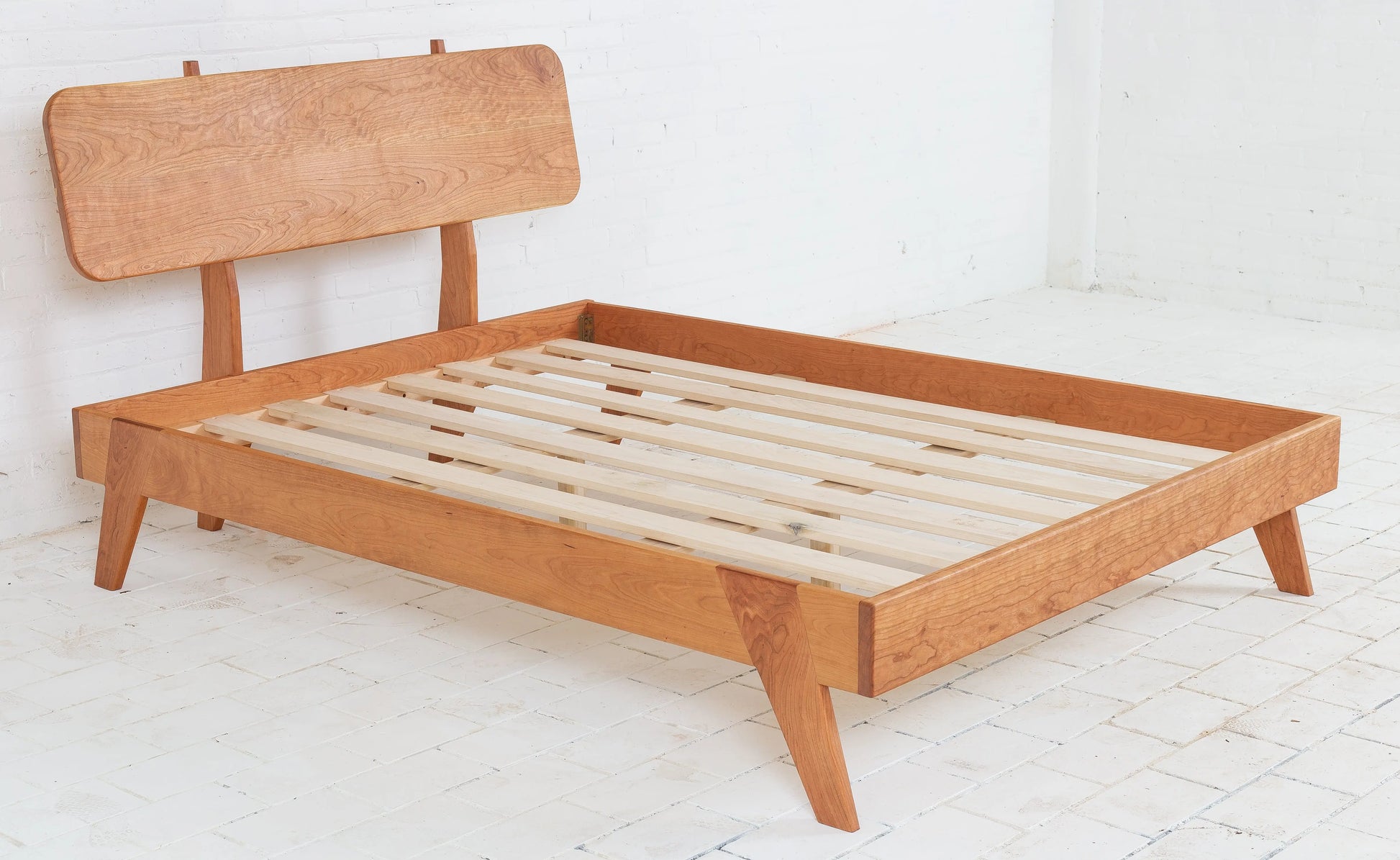 Luxury Bed Frame - Maple Finish in Modern Bedroom