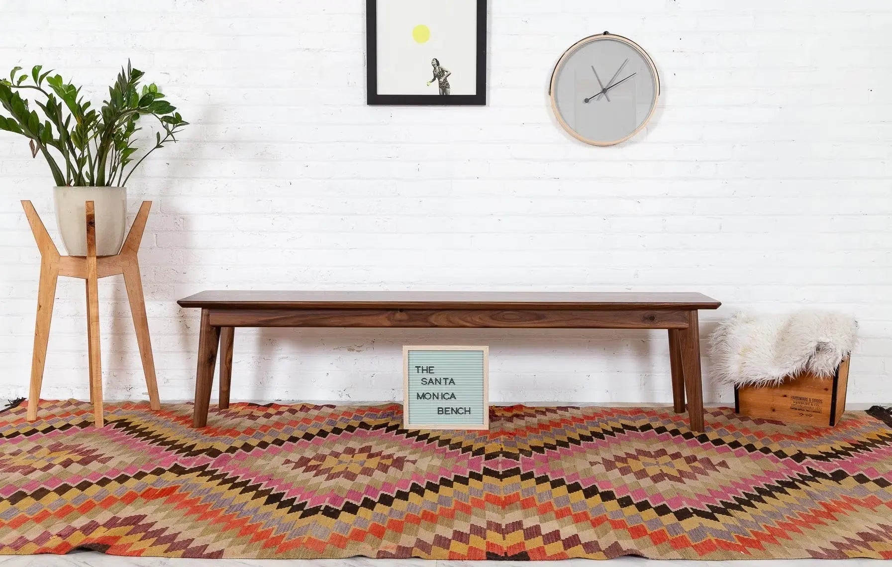 The Santa Monica Bench - Modern Walnut Bench Moderncre8ve