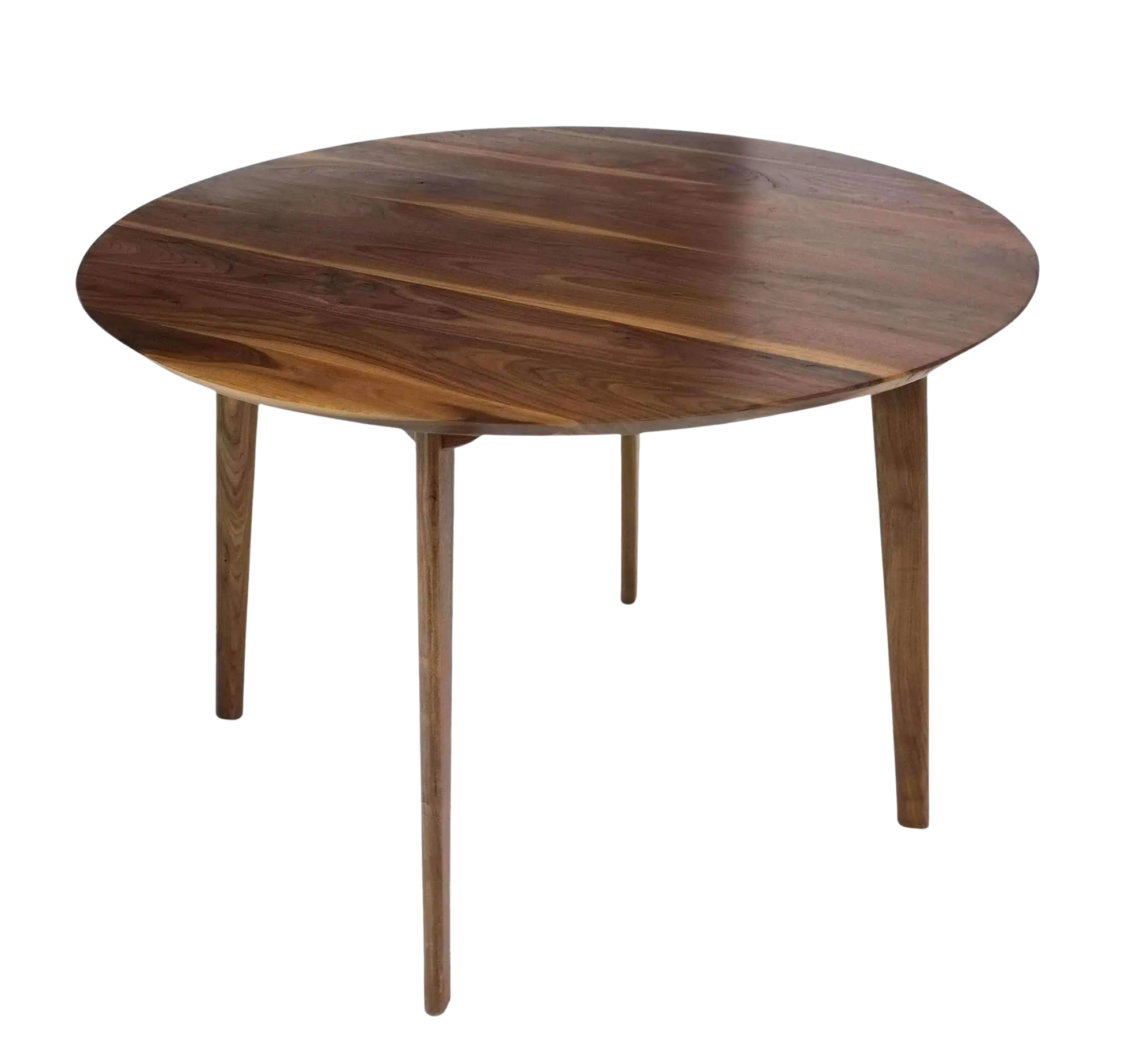 Round Walnut Dining Table - background removed product photo