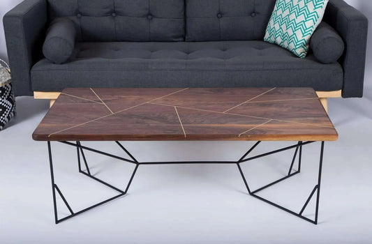 Stylish walnut coffee table with mid-century modern inspiration