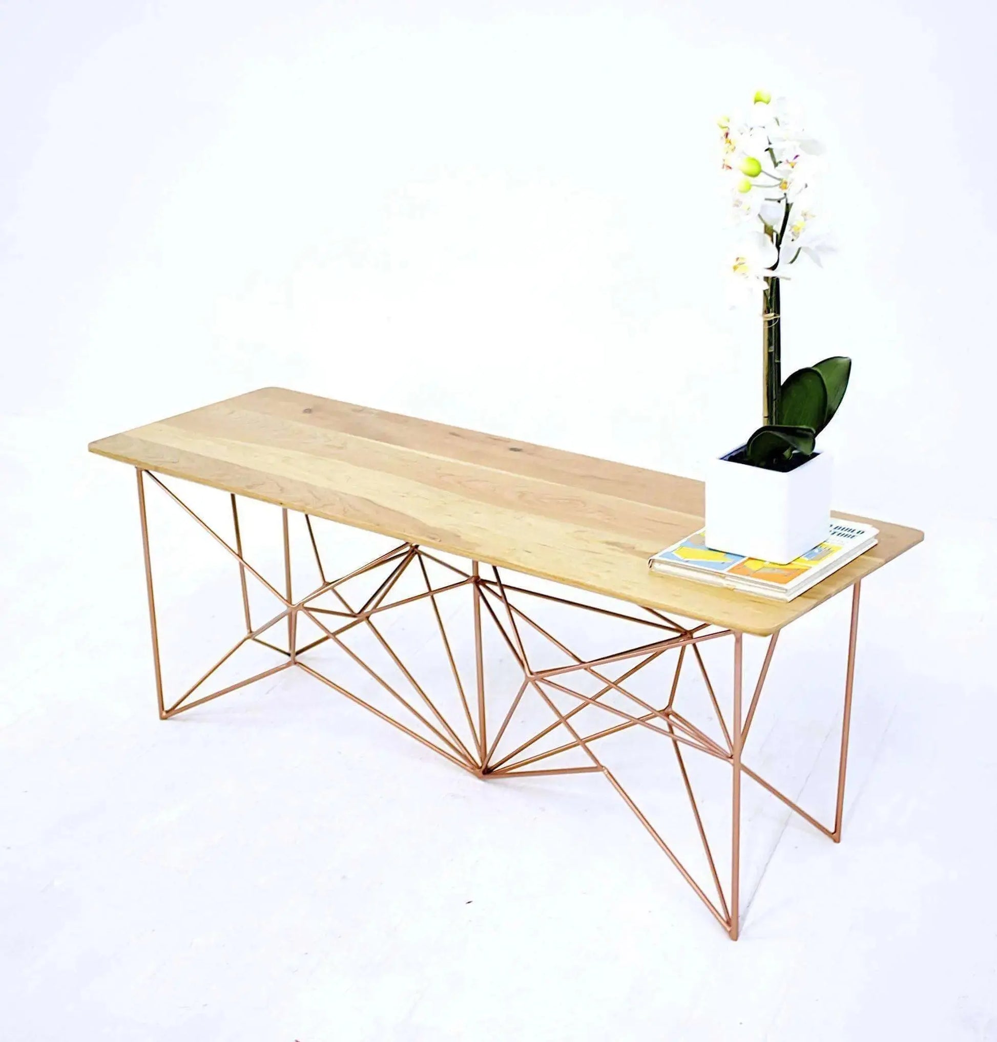 Modern cherry wood dining bench with sturdy wooden construction