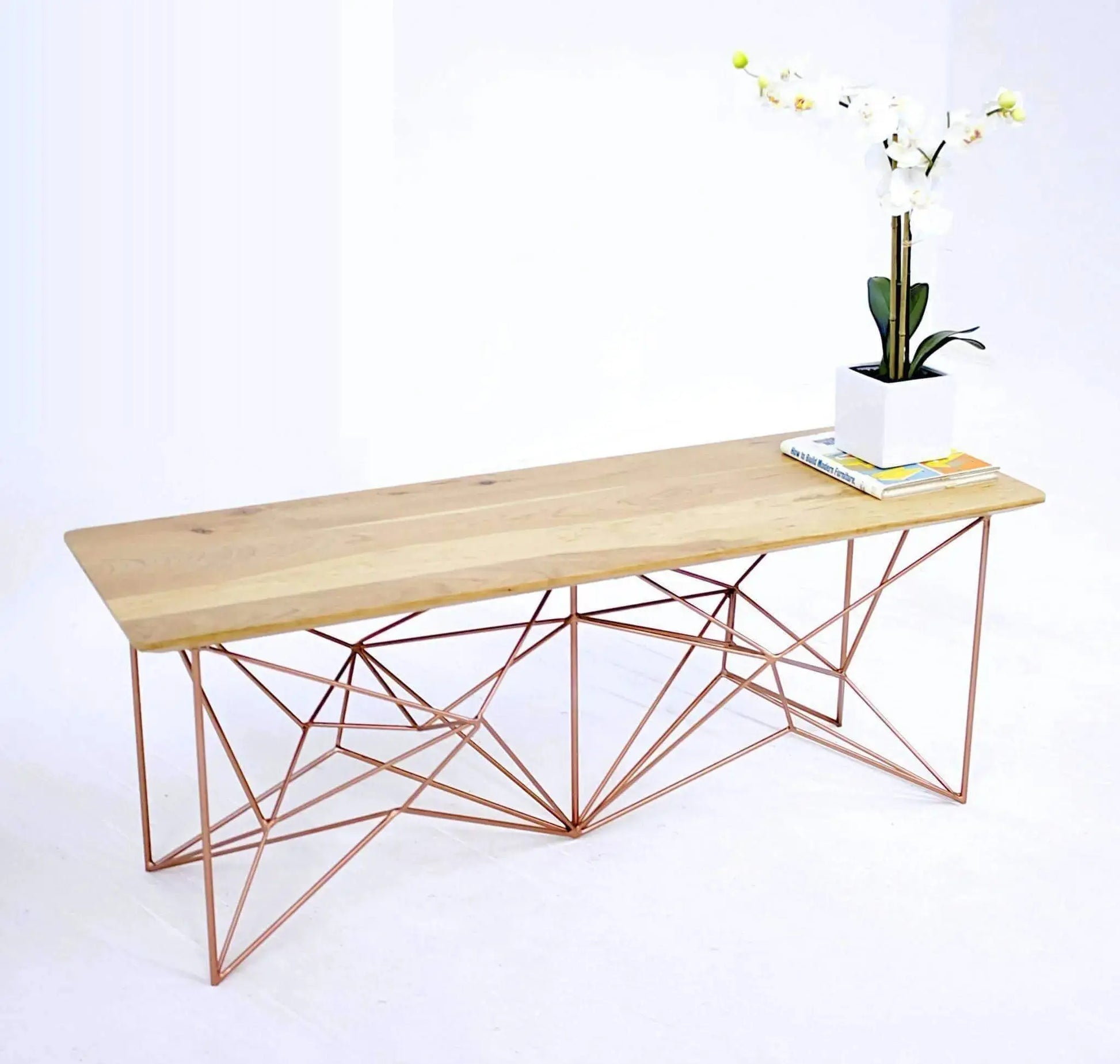 Stylish cherry wood bench with warm tones and minimalist design