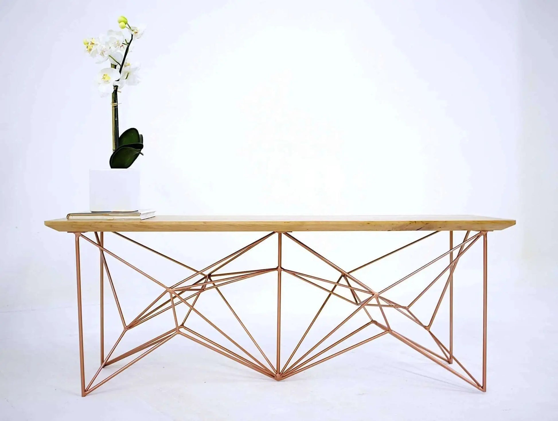 Solid cherry wood bench with minimalist mid-century design