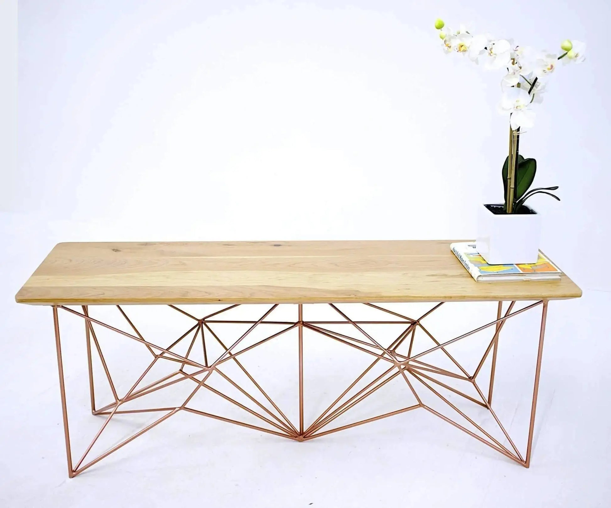 Elegant mid-century cherry bench with smooth natural finish