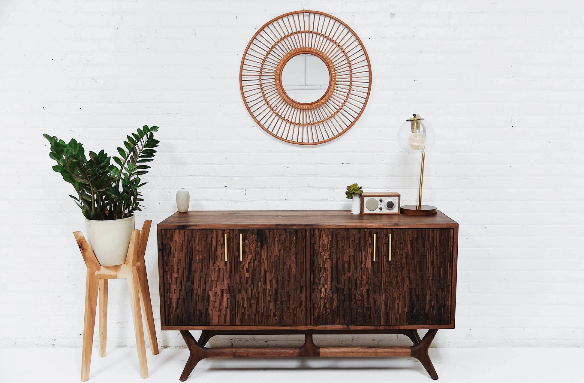 Perspective shot emphasizing the Elmore's ample storage capacity, a key feature of modern sideboard buffets.