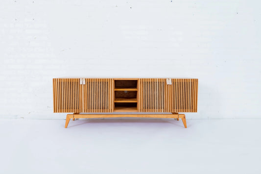 Kineko Mid Century Modern TV Stand in White Oak by MODERNCRE8VE