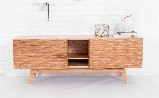 mid century modern buffet With Textured Door