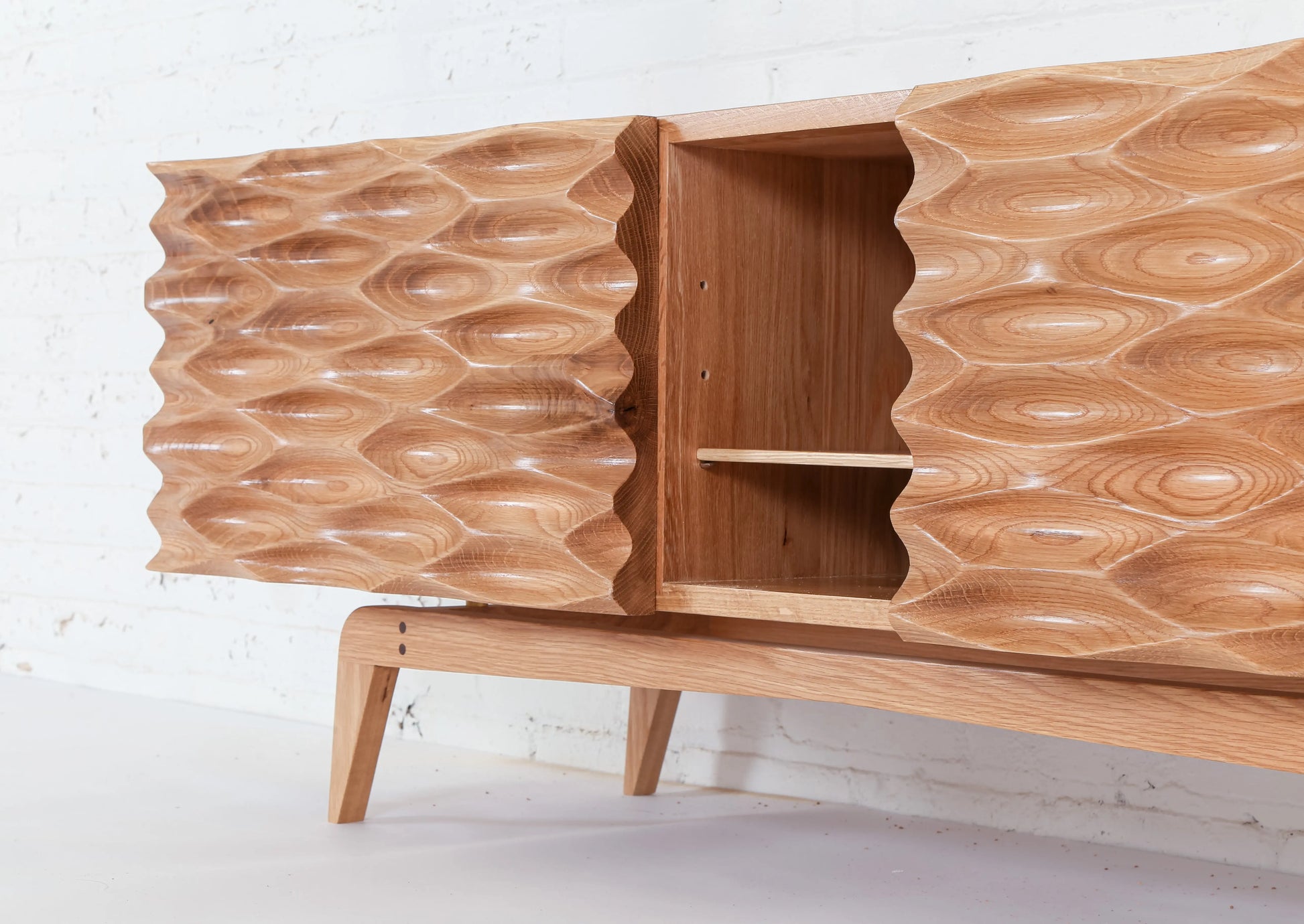 Mid Century Furniture Credenza door with 3d Repeating pattern, mid century modern buffet
