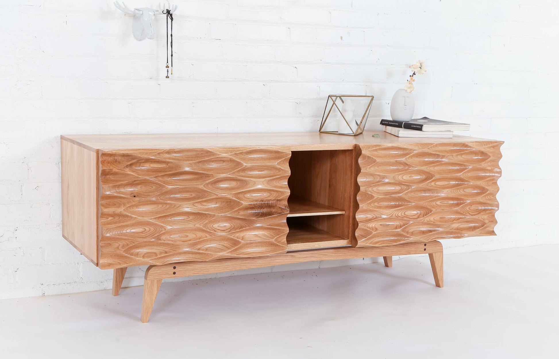 side view of Modern credenza in oak