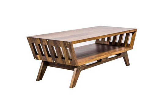 Elegant mid-century walnut coffee table for modern living spaces