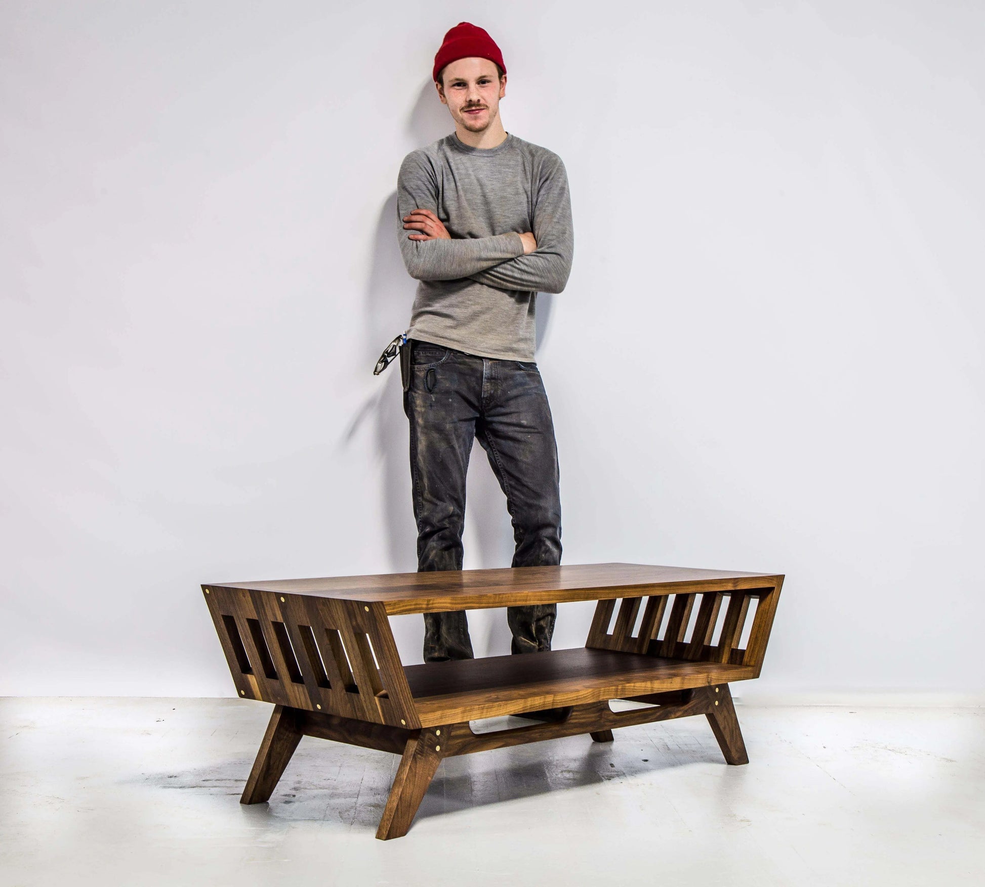Contemporary walnut coffee table with sturdy wooden construction