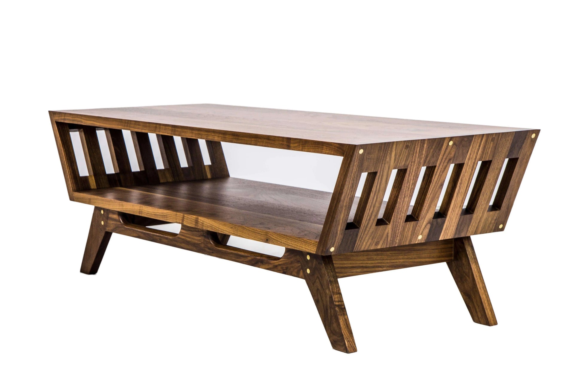 Solid walnut wood coffee table with minimalist mid-century design