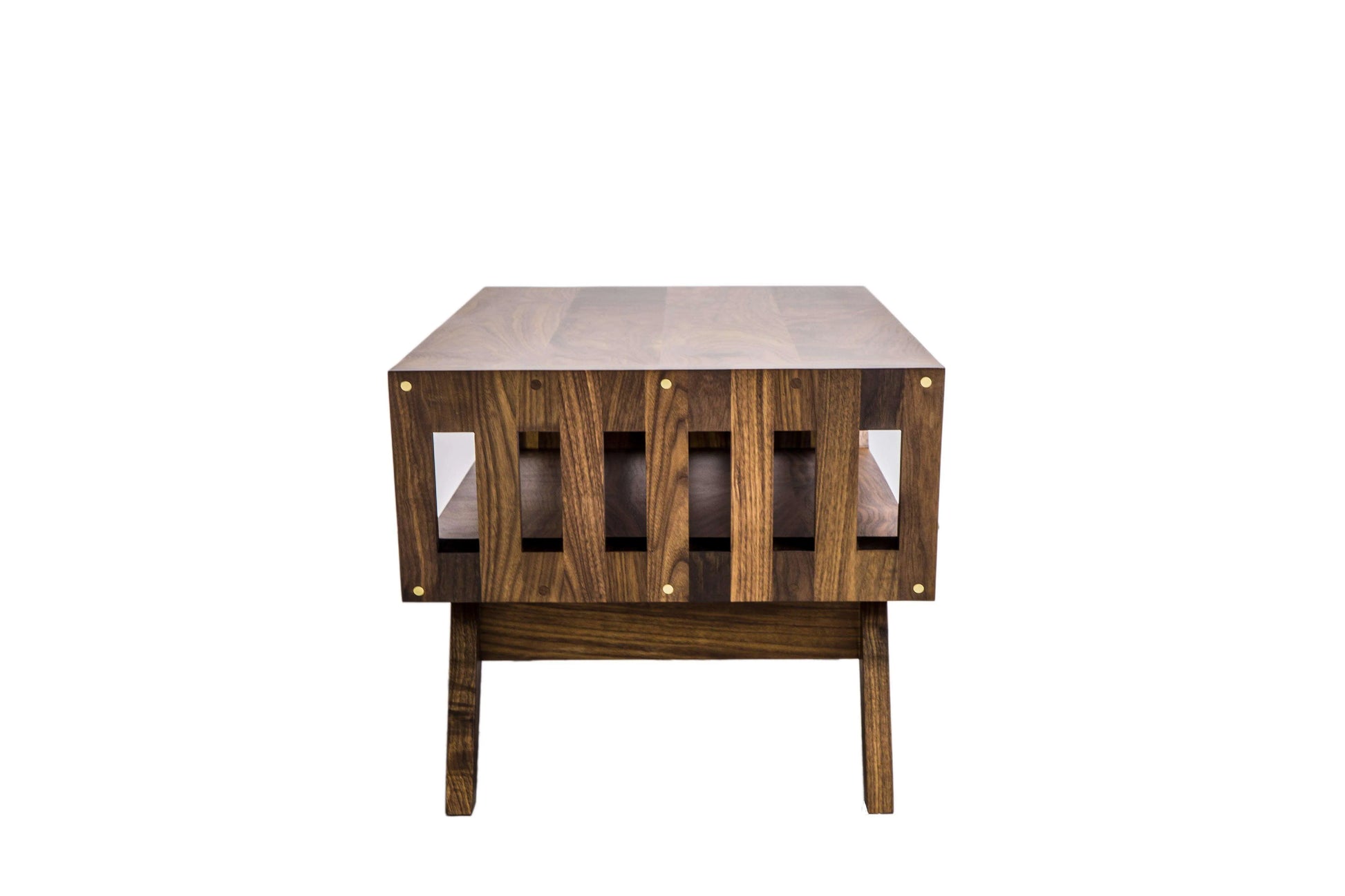 High-quality walnut coffee table with tapered legs and durable build