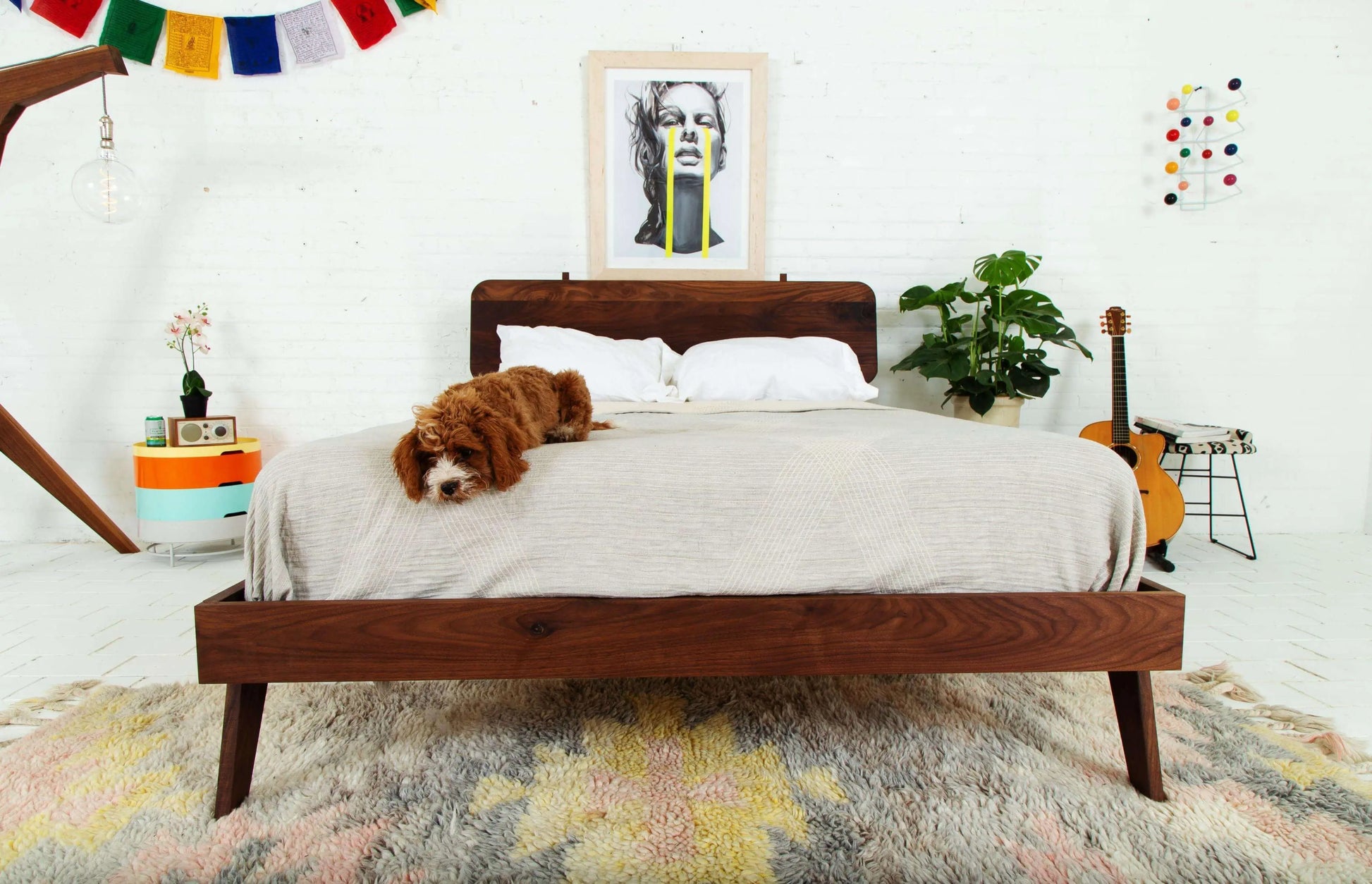 Modern Walnut Bed Frame - Sleek Design for a Modern Bedroom