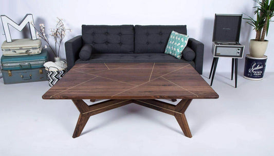 Classic mid-century modern walnut coffee table with clean lines