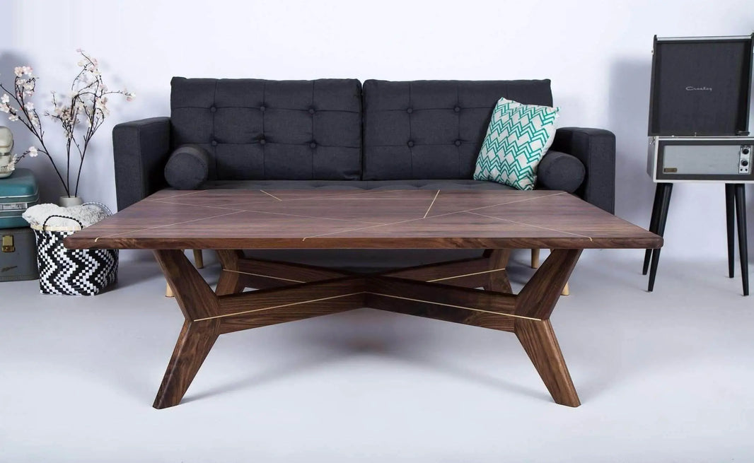 Handcrafted walnut coffee table with smooth finish, The Provo design