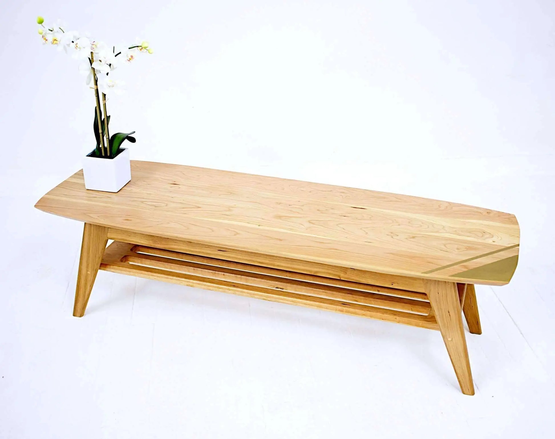 Mid-century inspired coffee table with a warm wood finish