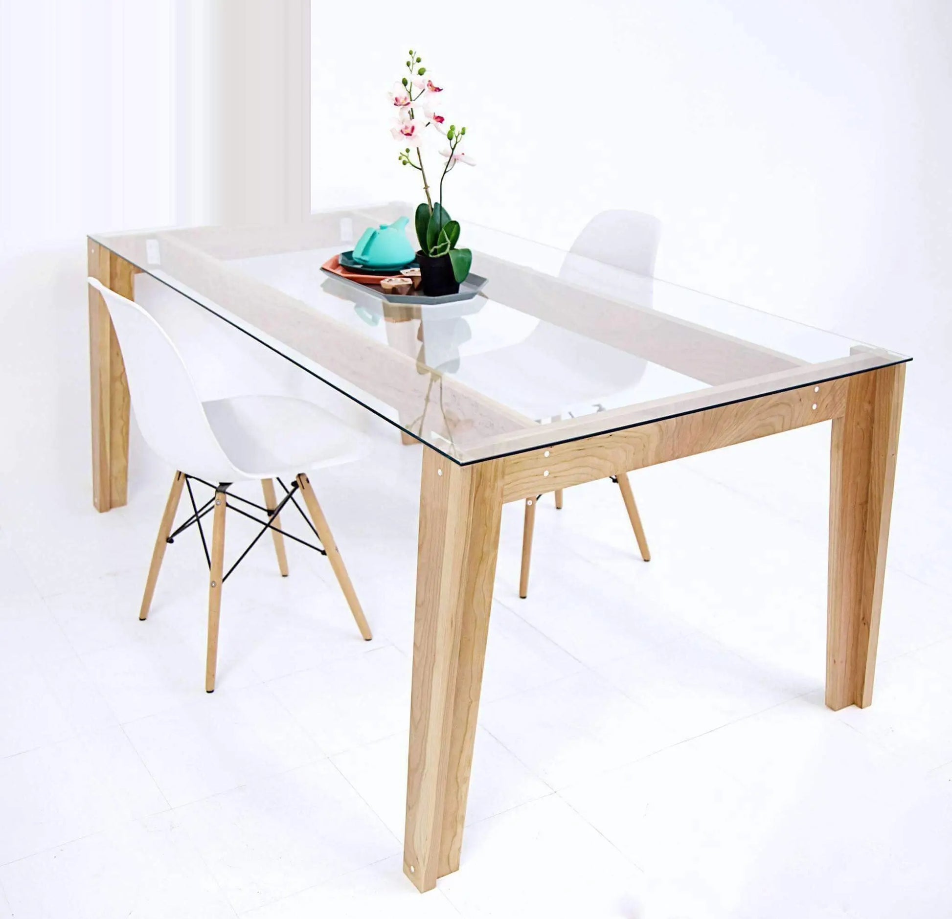 Luxury mid-century glass dining table for stylish home decor
