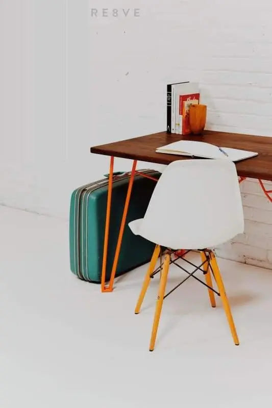 Luxury walnut mid-century modern desk with a smooth matte finish