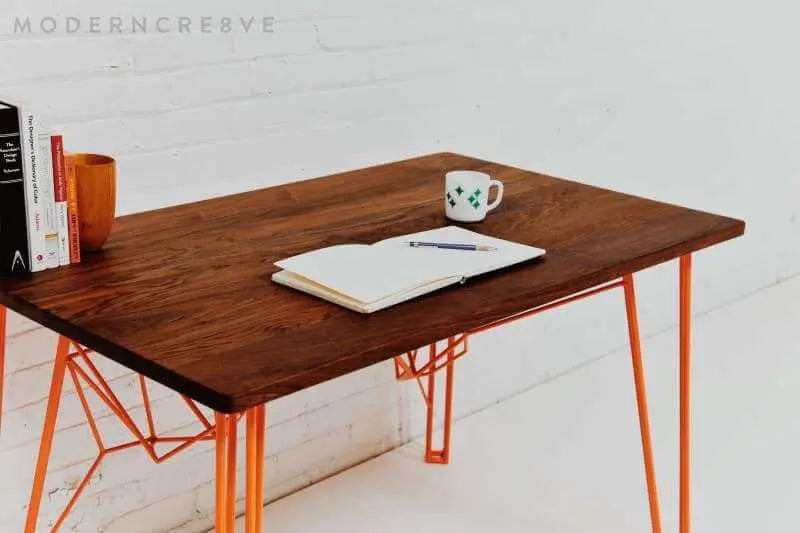 Vintage-inspired Danish office desk with a warm wood tone