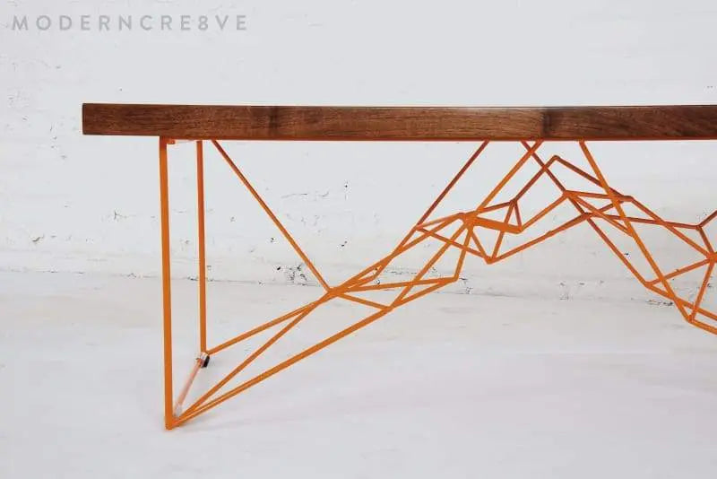 Modern epoxy resin river table with natural walnut wood