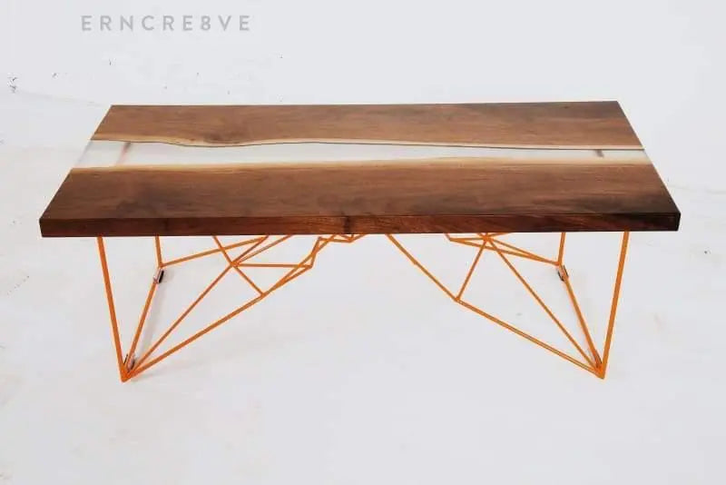 Handcrafted live edge walnut table with a seamless resin pour