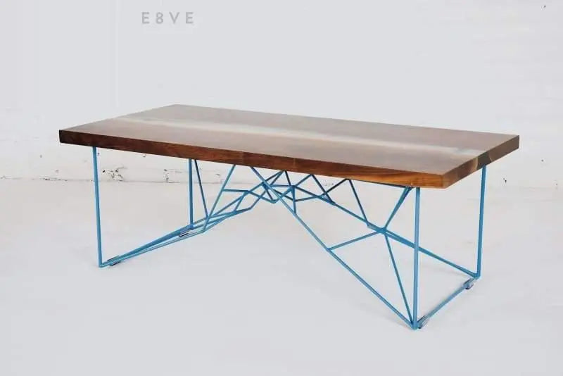Modern walnut resin table with a striking live edge design