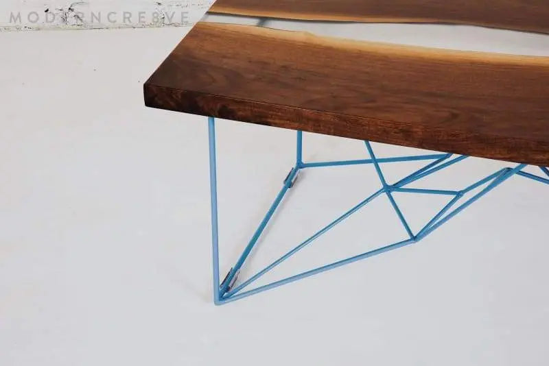 Elegant resin and walnut table with durable craftsmanship