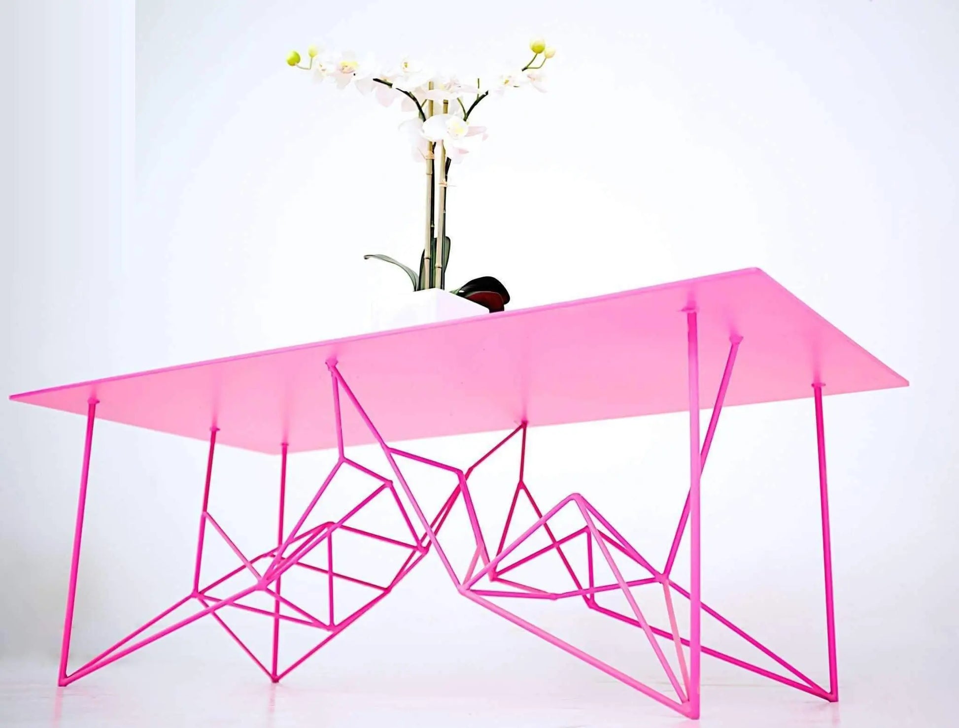 Luxury modern pink steel console table for elegant interiors